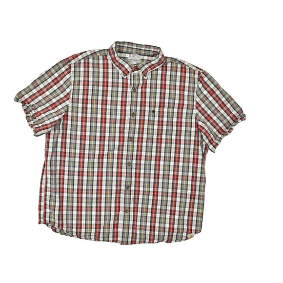 Carhartt Men's Red Plaid Relaxed Fit Button Down Shirt Size 2XL Short Sleeve - Picture 1 of 8